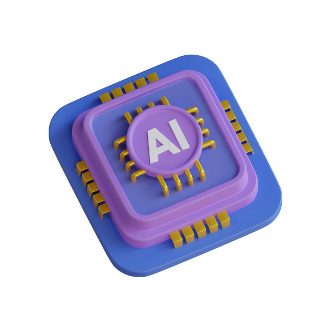 3D插图，处理人工智能系统操作的芯片。图片下载