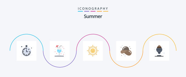 夏季扁平5图标包包括治疗冰棍图片下载