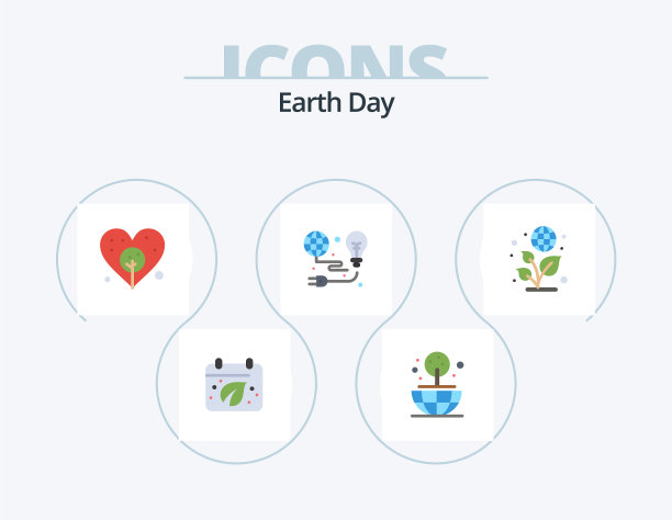 地球日平面图标包5图标设计绿色图片下载