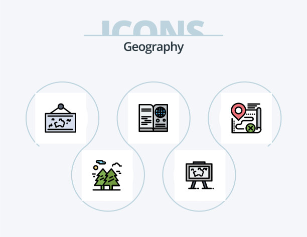 地理线填充图标包5个图标设计图片下载