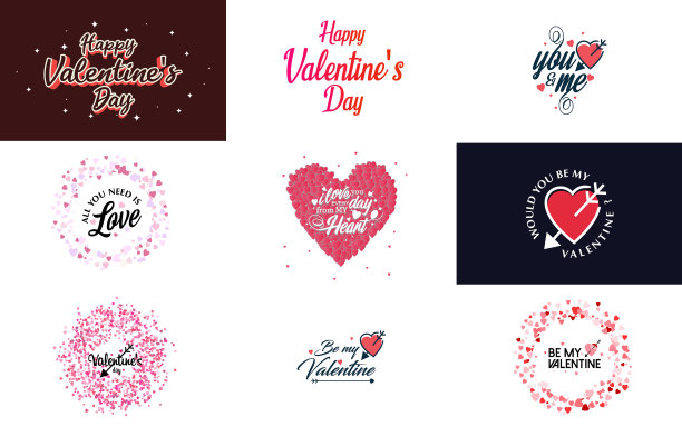 粉红色十月标志与心和书法图片下载