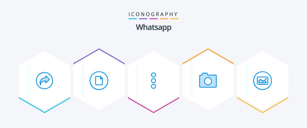 Whatsapp 25个蓝色图标包，包括基本图像图片下载