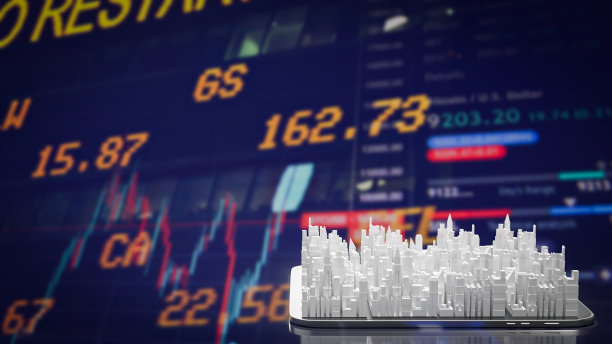 城市在移动上的图表背景为业务概念3d渲染图片下载