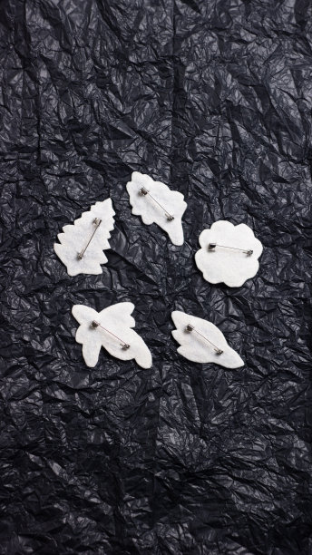 胸针由带刺绣的毛毡制成，用别针固定在背面图片下载