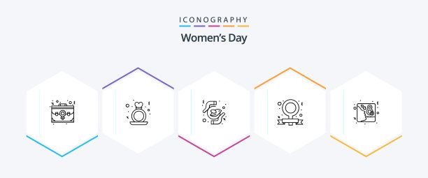妇女节25行图标包包括活动图片下载