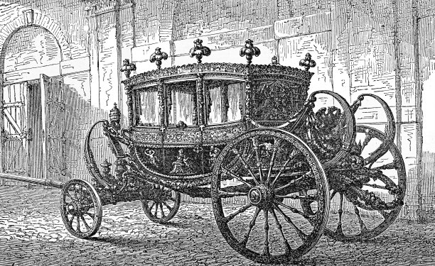 古董雕刻的国家马车，马车拥有的国家为皇家使用图片下载