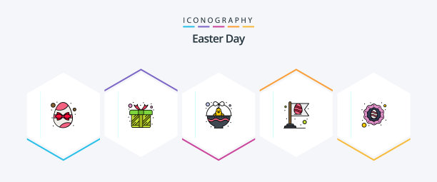 复活节25填充线图标包，包括假期图片下载