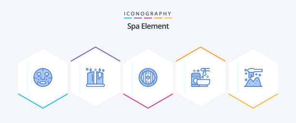 温泉元素25蓝色图标包，包括网络温泉图片下载