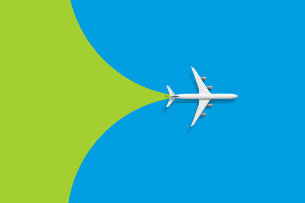 蓝色背景上的客机图片下载