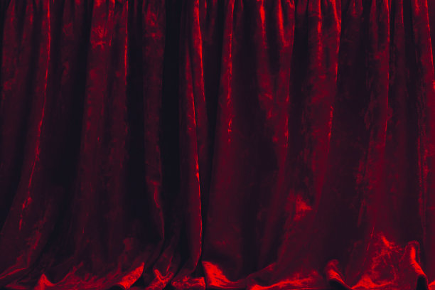 真丝绒布舞台丝帘。戏剧、歌剧、表演、舞台场景的幕布。图片下载