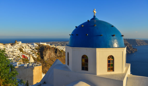 圣托里尼岛的东正教教堂图片下载