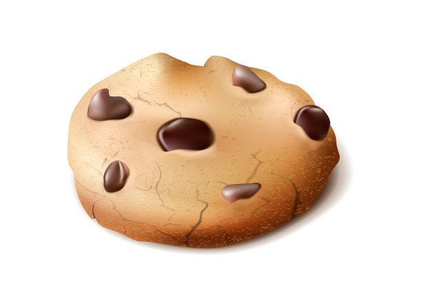 现实的矢量图标。黄油饼干配巧克力片。孤立在白色背景上。图片下载