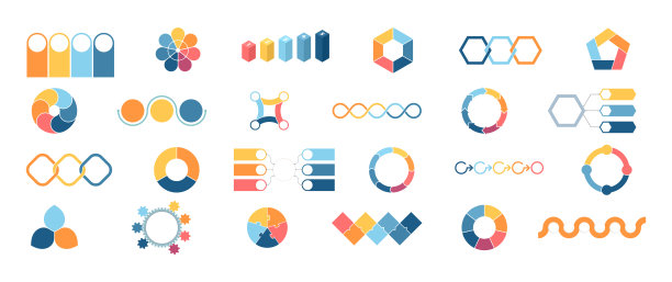 饼图集合。圆形图表用于信息图表、演示文稿、业务可视化。矢量信息图模板。图片下载