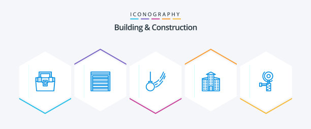 建筑和建筑25个蓝色图标包图片下载