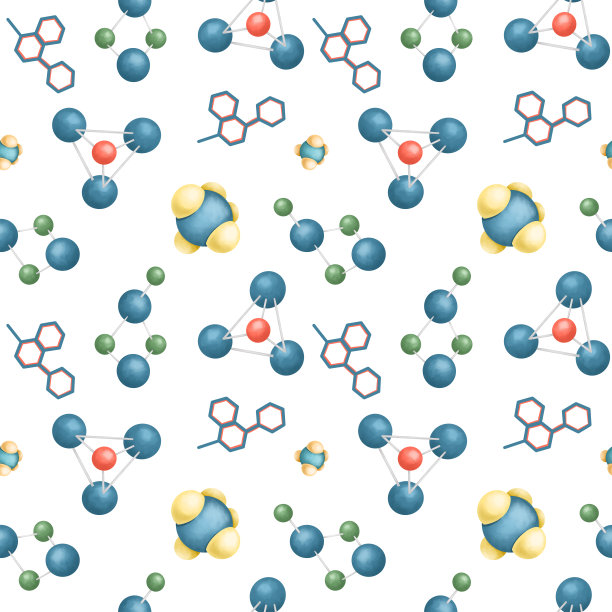 科学主题(医学、生物、化学、物理)的图形元素无缝模式，白色背景上的科学图标图片下载