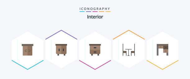 内部25个平面图标包，包括办公桌图片下载