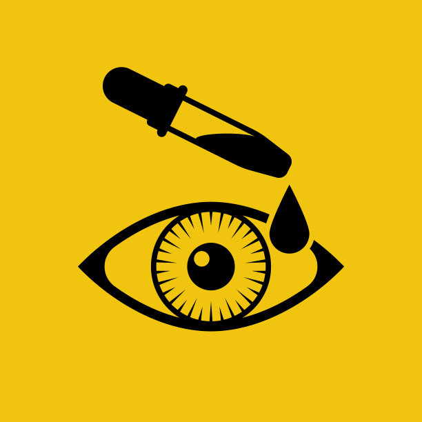 医用眼药水。黑色图标移液器和眼睛。平面向量。图片下载