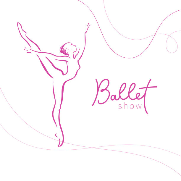 标志风格为芭蕾舞工作室，表演，标志设计。画线。矢量插图。图片下载