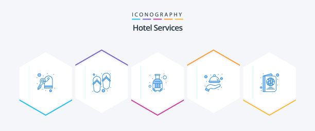 酒店服务25个蓝色图标包包括旅行图片下载