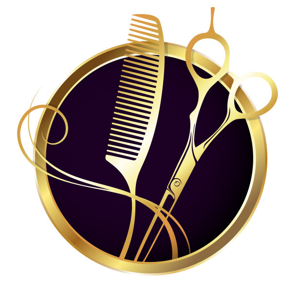 剪刀把漂亮的头发梳成一个金色的圈图片下载