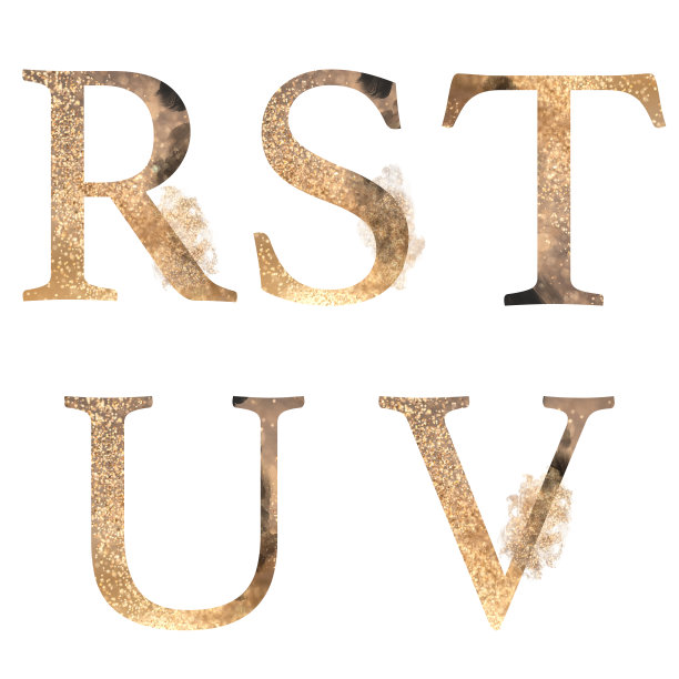 一套金色字母，孤立的白色背景插图，婚礼字母，贺卡，标志图片下载