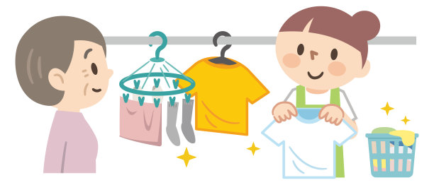 矢量插图的一个女人干衣服与家政服务图片下载