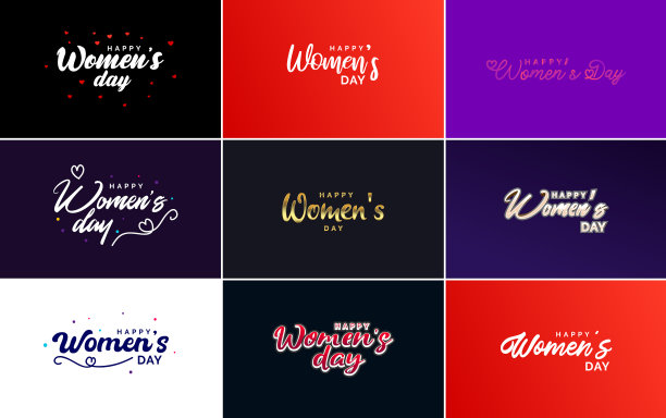 一套快乐的国际妇女节标志图片下载