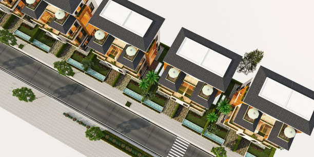 豪宅和别墅外观，3d渲染。图片下载