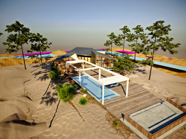 豪宅和别墅外观，3d渲染。图片下载