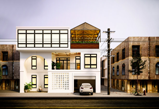 豪宅和别墅外观，3d渲染。图片下载