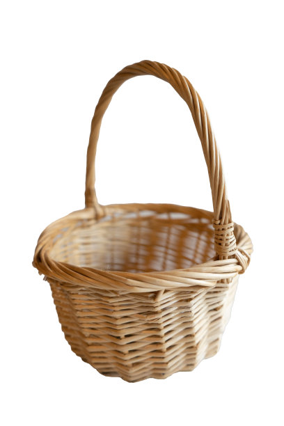 柳条编织的带把手的篮子图片下载