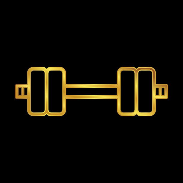 金色哑铃图标，为图形和网页设计的哑铃标志矢量插图图片下载