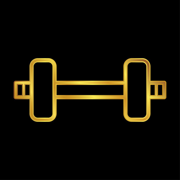 金色哑铃图标，为图形和网页设计的哑铃标志矢量插图图片下载