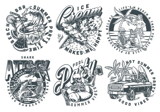 海滩派对套装单色海报图片下载