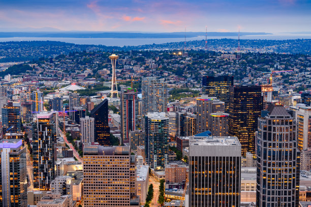 西雅图，华盛顿，美国市中心天际线图片下载