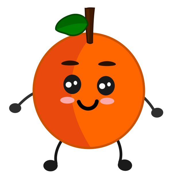 带着微笑的卡通橘子。图片下载