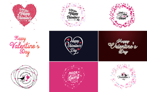 粉红色十月标志与心和书法图片下载