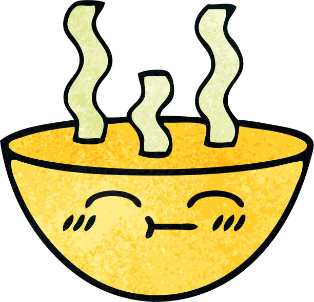 一碗热汤的复古垃圾质感卡通图片下载