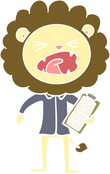 平面彩色风格卡通狮子推销员图片下载