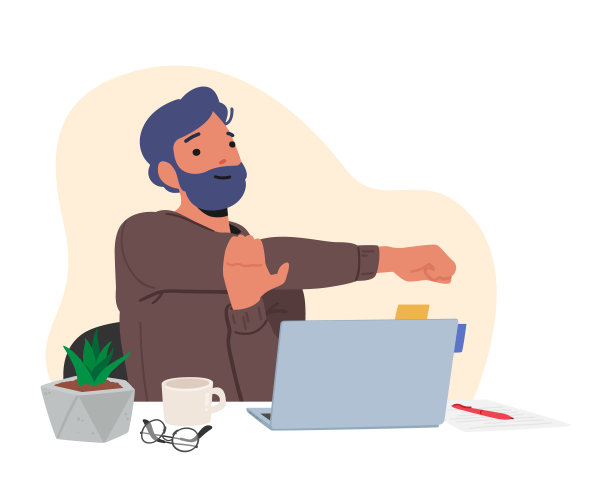 男性角色在办公环境中做练习。男人在工作场所促进健康，锻炼的概念图片下载