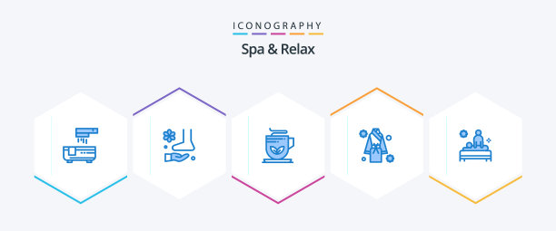 水疗和放松25蓝色图标包包括水疗图片下载