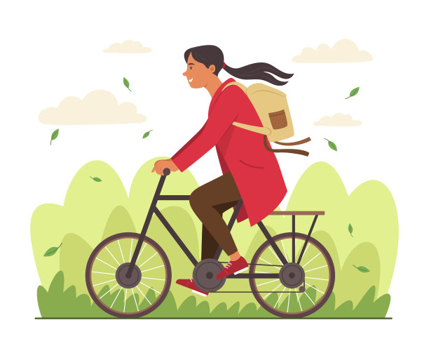 女子在公园里骑自行车图片下载