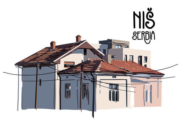 白墙红瓦顶的小房子图片下载