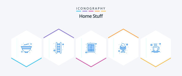 家的东西25蓝色图标包包括杯子图片下载