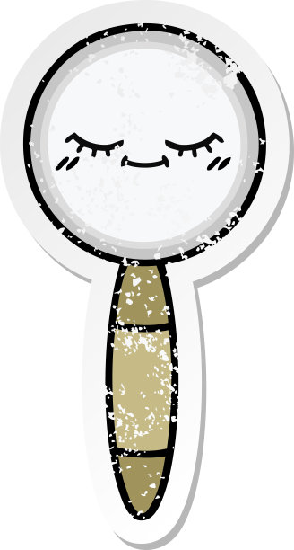 一个可爱的卡通放大镜的心疼贴纸图片下载