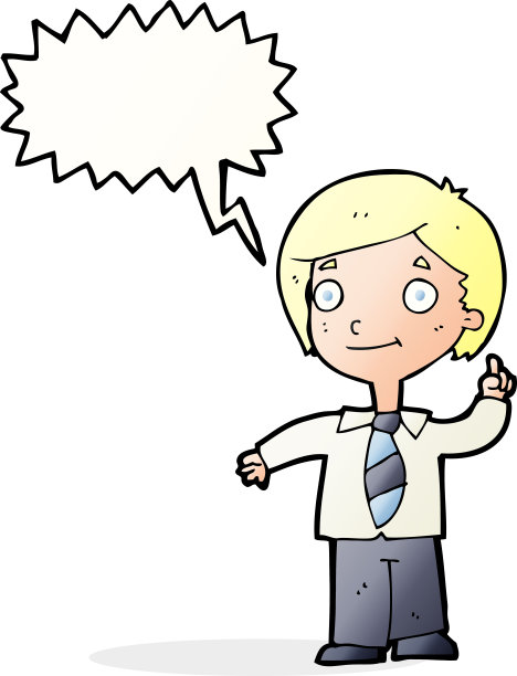 卡通学校男孩用气泡回答问题图片下载