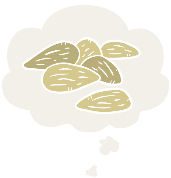 复古风格的卡通杏仁思想泡泡图片下载