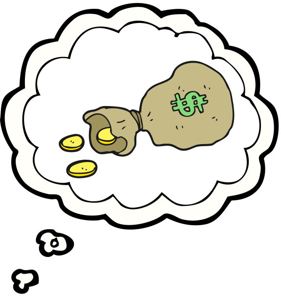 徒手画的思想泡泡卡通钱袋图片下载