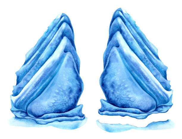 水彩手绘抽象冰山。为设计项目手绘剪贴画。图片下载