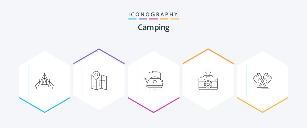 露营25线图标包，包括摄影图片下载